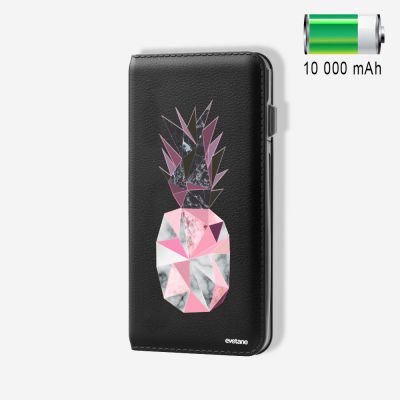 Batterie externe 10 000 mAh Ananas Géométrique Marbre compatible Lightning & Micro USB - Noir