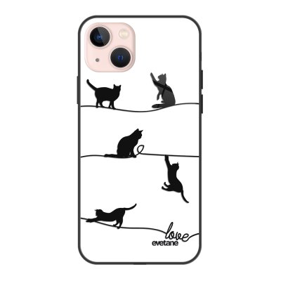 Coque iPhone 13 Coque Soft Touch Glossy Chat Lignes Design Evetane