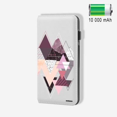 Batterie externe 10 000 mAh Triangles Design compatible Lightning & Micro USB - Blanc