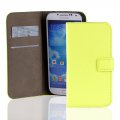 Etui porte-feuille croco jaune fluo en similicuir pour Samsung Galaxy S4 I9500