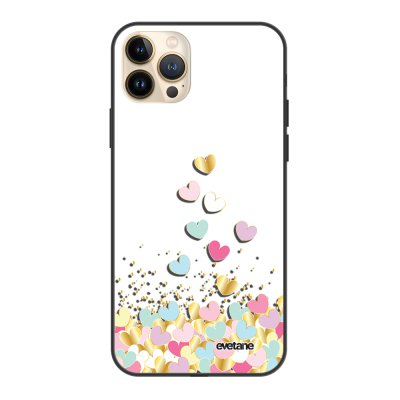 Coque iPhone 13 Pro Max Coque Soft Touch Glossy Coeurs Pastels Design Evetane