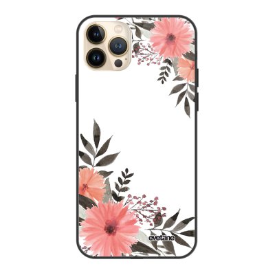 Coque iPhone 13 Pro Max Coque Soft Touch Glossy Fleurs roses Design Evetane