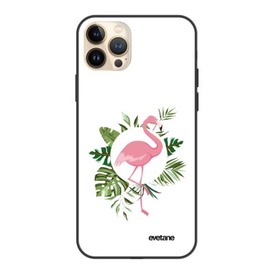 Coque iPhone 13 Pro Max Coque Soft Touch Glossy Flamant Rose Cercle Design Evetane