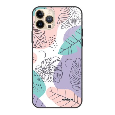 Coque iPhone 13 Pro Max Coque Soft Touch Glossy Feuilles Pastels Design Evetane