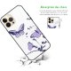 Coque iPhone 13 Pro Max Coque Soft Touch Glossy Papillons Violets Design Evetane
