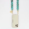 Chaîne bijoux Sarah avec mousquetons dorés de 120 cm en résine ultra résistante coloris turquoise