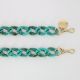 Chaîne bijoux Sarah avec mousquetons dorés de 120 cm en résine ultra résistante coloris turquoise