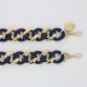 Chaîne bijoux Alice avec mousquetons dorés de 120 cm en résine ultra résistante coloris bleu mat et doré