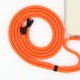 Lanière cordon en coton tressée avec embout en métal noir mat, coloris orange