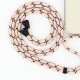 Lanière cordon Lilou en coton tressée avec embout en métal noir mat, coloris jacquard rose/beige 