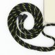 Lanière cordon Lilou en coton tressée avec embout en métal noir mat, coloris noir/ jaune fluo