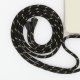 Lanière cordon Lilou en coton tressée avec embout en métal noir mat, coloris noir et doré