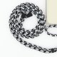 Lanière cordon Lilou en coton tressée avec embout en métal noir mat, coloris noir, gris et blanc