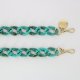 Chaîne bijoux Sarah avec mousquetons dorés de 120 cm en résine ultra résistante coloris turquoise