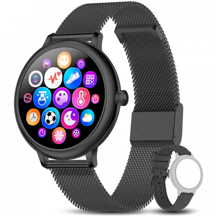 Montre Connectée Femme Noire, Smartwatch Sport Etanche , Moniteur de  Fréquence Cardiaque, Podomètre Calorie, Multifonctions ,Montre de Fitness  avec 1 bracelet Noir offert . - Coquediscount