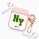 Housse pour Airpods silicone liquide rose New York Motif Ecriture Tendance Evetane