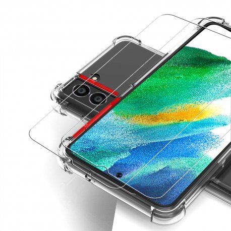 Coque Samsung Galaxy S21 FE Antichoc Silicone Coins Renforcés + 2 Vitres en  verre trempé Protection écran - Coquediscount