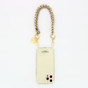 Bijoux de téléphone Romy avec mousquetons dorés 40 cm cordon tressé gris avec chaîne en metal