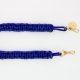 Lanière Sangle James 120 cm bleu en cordon tressé avec mousquetons dorés 