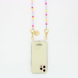 Chaîne bijoux Elona avec mousquetons dorés de 120 cm perles pastels