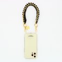 Bijoux de téléphone Romy avec mousquetons dorés 40 cm cordon tressé noir vert beige avec chaîne en metal