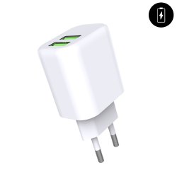 Chargeur secteur 2x USB 2,4A Blanc