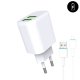 Chargeur secteur 2x USB 2,4A + cable lightning - USB - Blanc