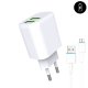 Chargeur secteur 2x USB 2,4A + cable Micro USB - USB - Blanc