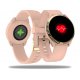 Montre connectée Moniteur De Fréquence Cardiaque Pression Artérielle Podomètre rose gold avec bracelet silicone rose gold