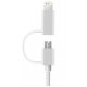 Cable de chargement et de synchronisation 2 en 1 Lightning/ Micro USB