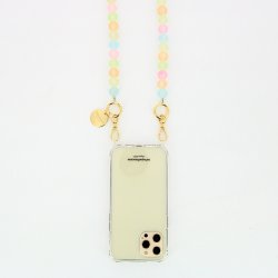 Chaîne bijoux Ilana avec mousquetons dorés de 120 cm en perles pastels mat
