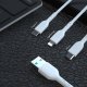 Câble 3 en 1 de charge : lightning, Type-C et Micro USB 3A 1M - Blanc 