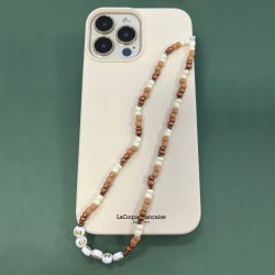 Bijoux de téléphone LEA à accrocher à votre coque perles orange - longueur 35 cm
