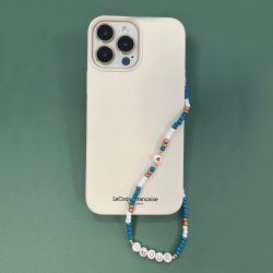 Bijoux de téléphone LEA à accrocher à votre coque perles bleues  - longueur 35 cm