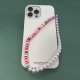 Bijoux de téléphone LOUNA à accrocher à votre coque perles blanches et multicolores - longueur 35 cm