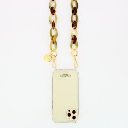 Chaîne bijoux Lise avec mousquetons dorés de 120 cm en résine ultra résistante Beige