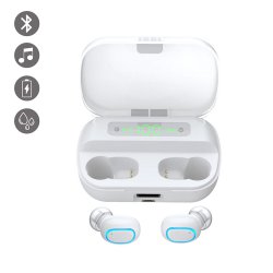 Ecouteurs bluetooth bouton tactile et affichage LED Blanc 