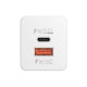 Chargeur PD+ QC 3.0 GaN 1x USB 1x USB-C 65W blanc