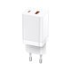 Chargeur PD+ QC 3.0 GaN 1x USB 1x USB-C 65W blanc