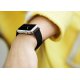 Bracelet aspect cuir noir réglable pour Apple Watch 38 mm + Visse d'installation