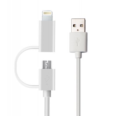 Cable de chargement et de synchronisation 2 en 1 Lightning/ Micro USB