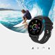 Montre connectée Bluetooth étanche IP68,notifications, moniteur d'activité physique, bracelet silicone Noir