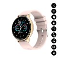 Montre connectée Bluetooth, notification d'appels et messages ,mode multi-sports, podomètres, appels bracelet silicone rose