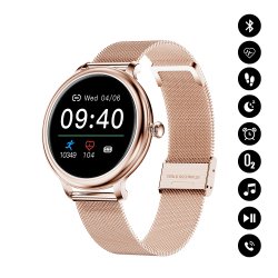 Montre connectée Bluetooth avec podomètre, fréquence cardiaque, multi-sports , surveillance du sommeil bracelet en métal doré