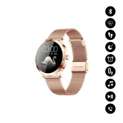 Montre connectée Bluetooth avec activité physique, fréquence cardiaque,pression artérielle, suivi du sommeil, Doré