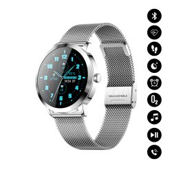 Montre connectée Bluetooth avec activité physique, fréquence cardiaque,pression artérielle, suivi du sommeil, Argent