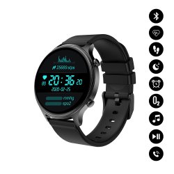 Montre connectée Bluetooth: micro pour appels téléphonique,musique,fréquence cardiaque, pression artérielle, noir