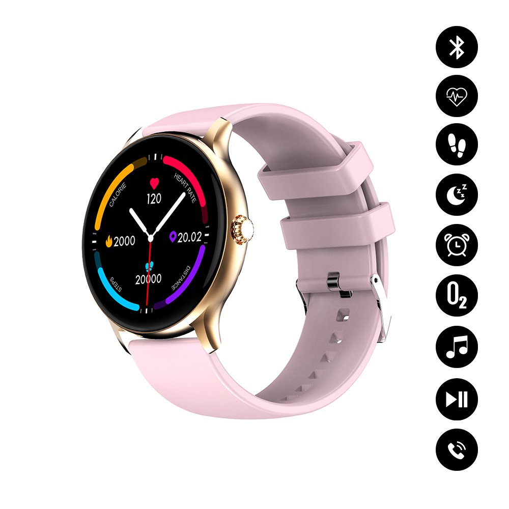 Montre connectée Bluetooth : moniteur de fréquence cardiaque, suivi du  sommeil, répondre vos appels, suivi d'activité rose - Coquediscount