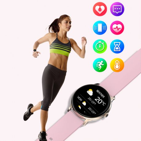 Montre connectée Bluetooth : moniteur de fréquence cardiaque, suivi du  sommeil, répondre vos appels, suivi d'activité rose - Coquediscount