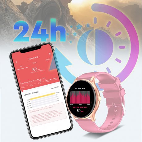 Esriptoyz Montre Connectée, Moniteur d'activité/SpO2/fréquence  Cardiaque/Sommeil/podomètre, Ecran Tactile 1,95 avec,Montre Intelligente  100+ Modes Sportifs, Etanche iOS Android (Rose) : : High-Tech